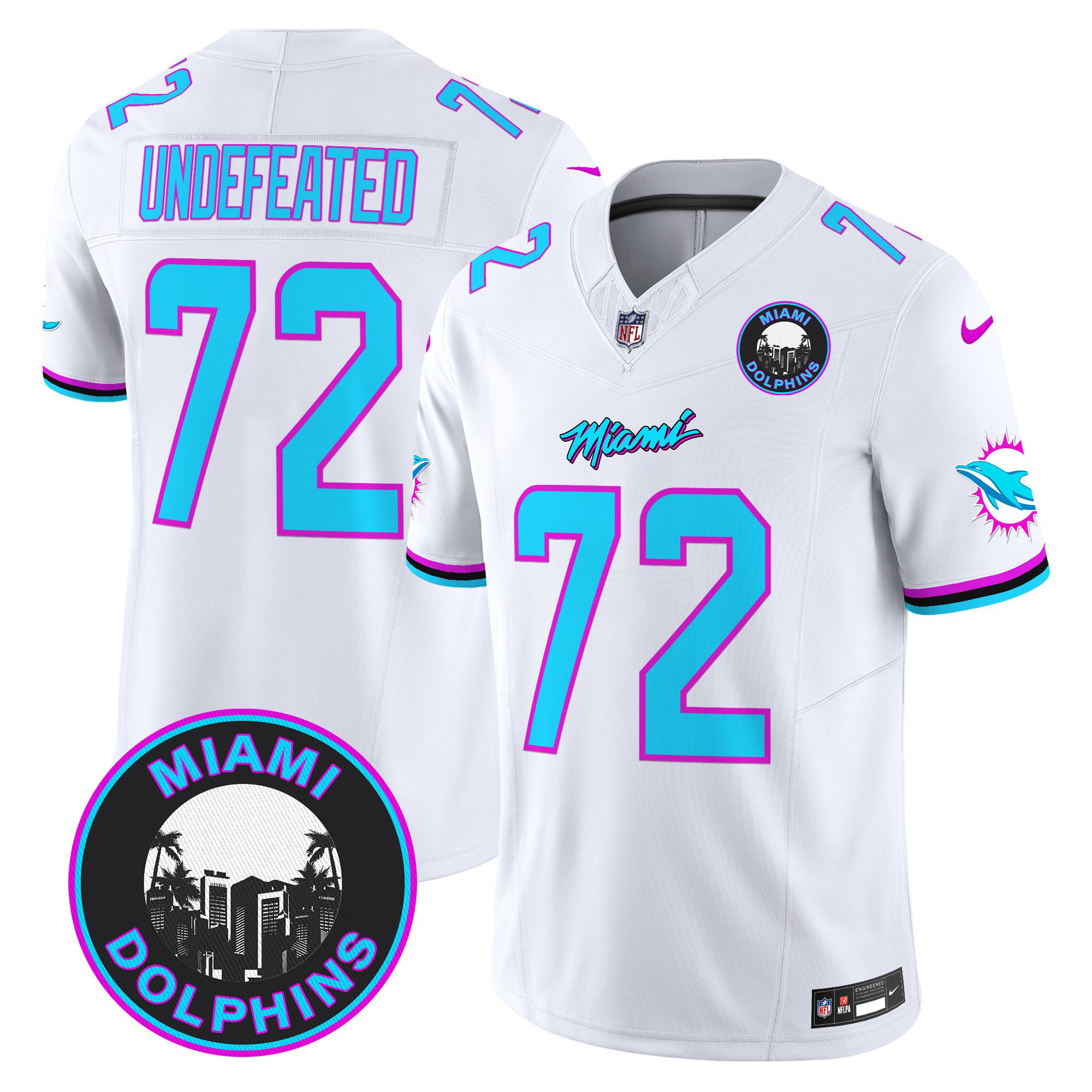Men Miami Dolphins #72 Undefeated White 2024 Nike Vapor Limited NFL Jersey->indianapolis colts->NFL Jersey
